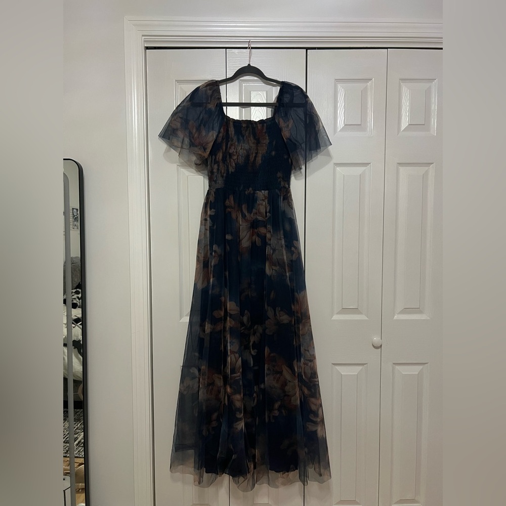 Baltic Born Navy and Brown Floral Maxi Dress
